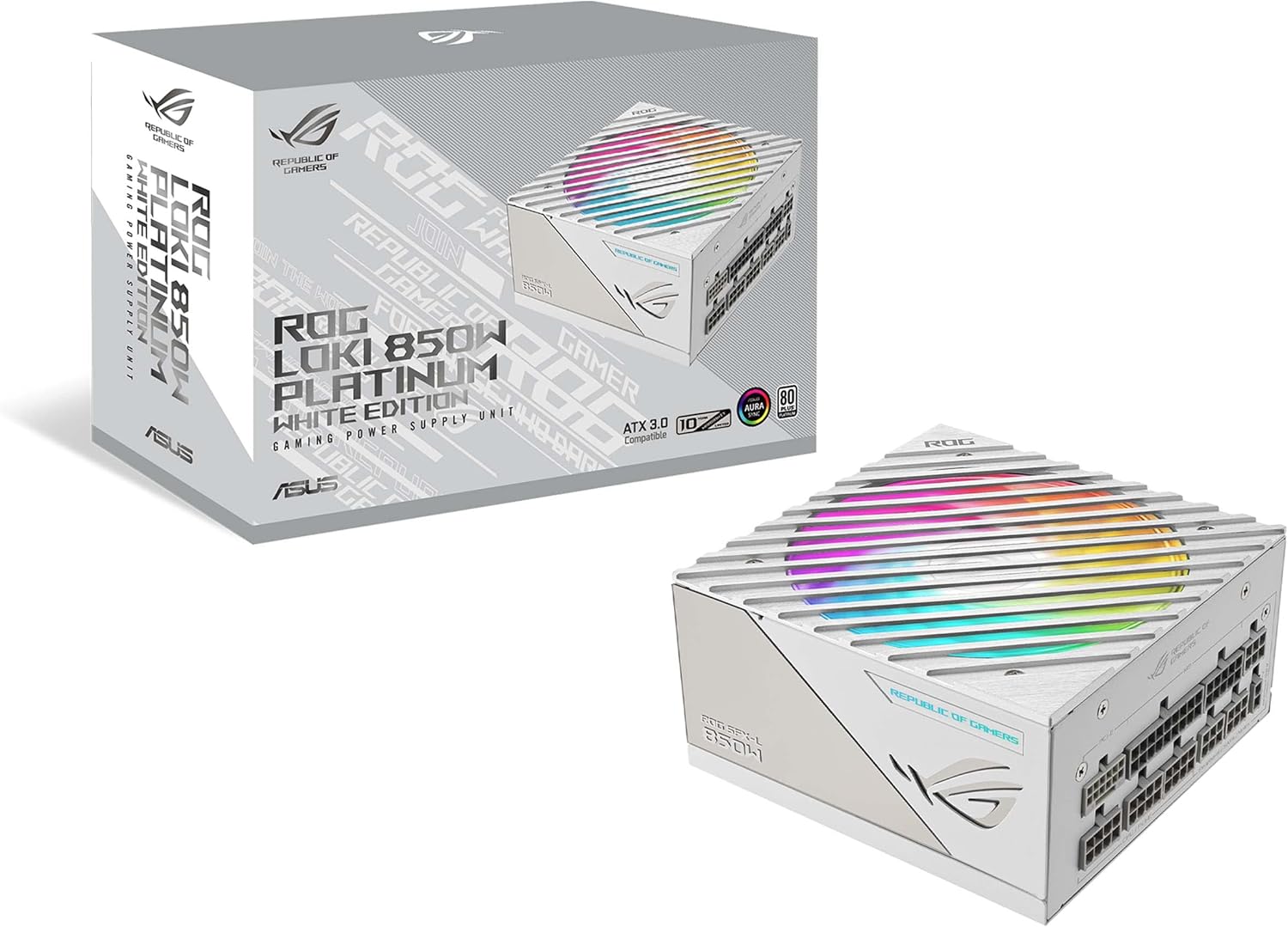 ASUS ROG Loki SFX-L 850W Power Supply Unit, 80 Plus Platinum, Fully Modular, PCIe Gen 5.0, 120mm ARGB-Illuminated Fan White ASUS ROG Loki SFX-L 850W Power Supply Unit, 80 Plus Platinum, Fully Modular, PCIe Gen 5.0, 120mm ARGB-Illuminated Fan White
